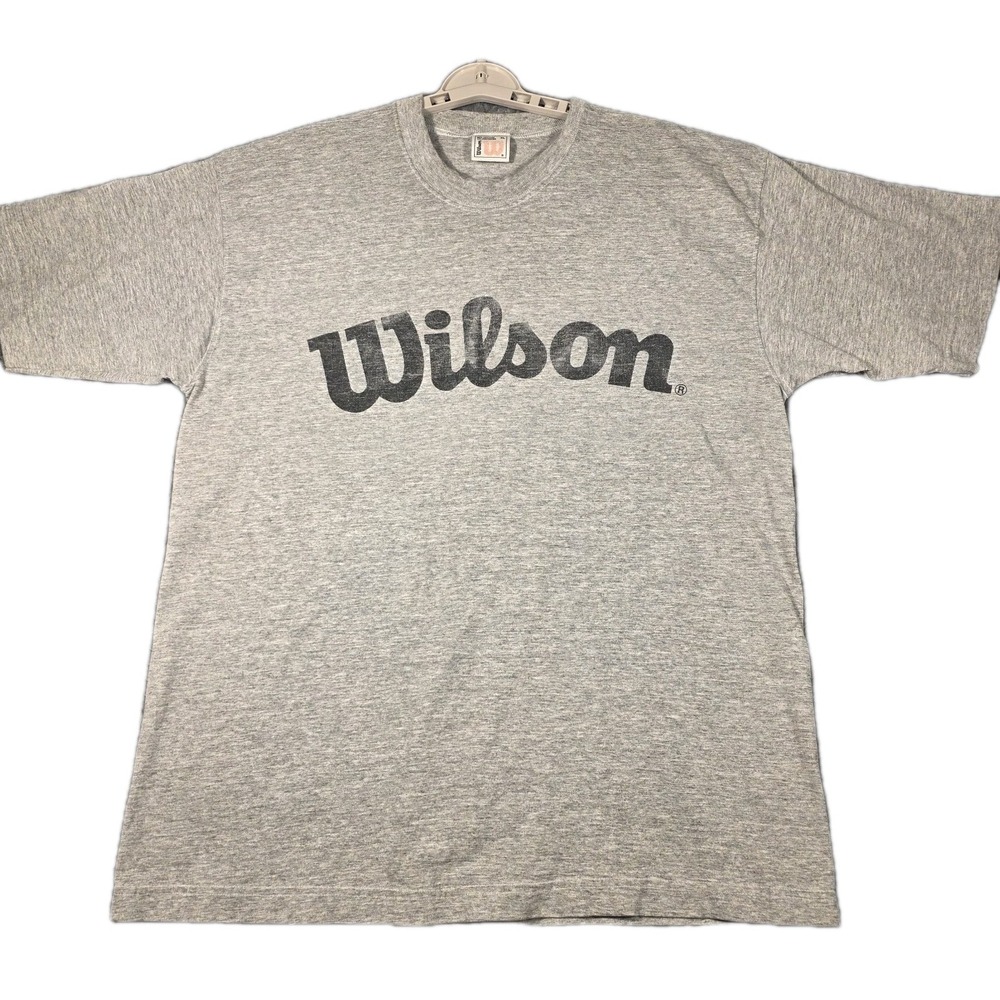 Vintage Wilson T-Shirt Mens XL Gray Athletic Wear Graphic Print Tennis USA Made
